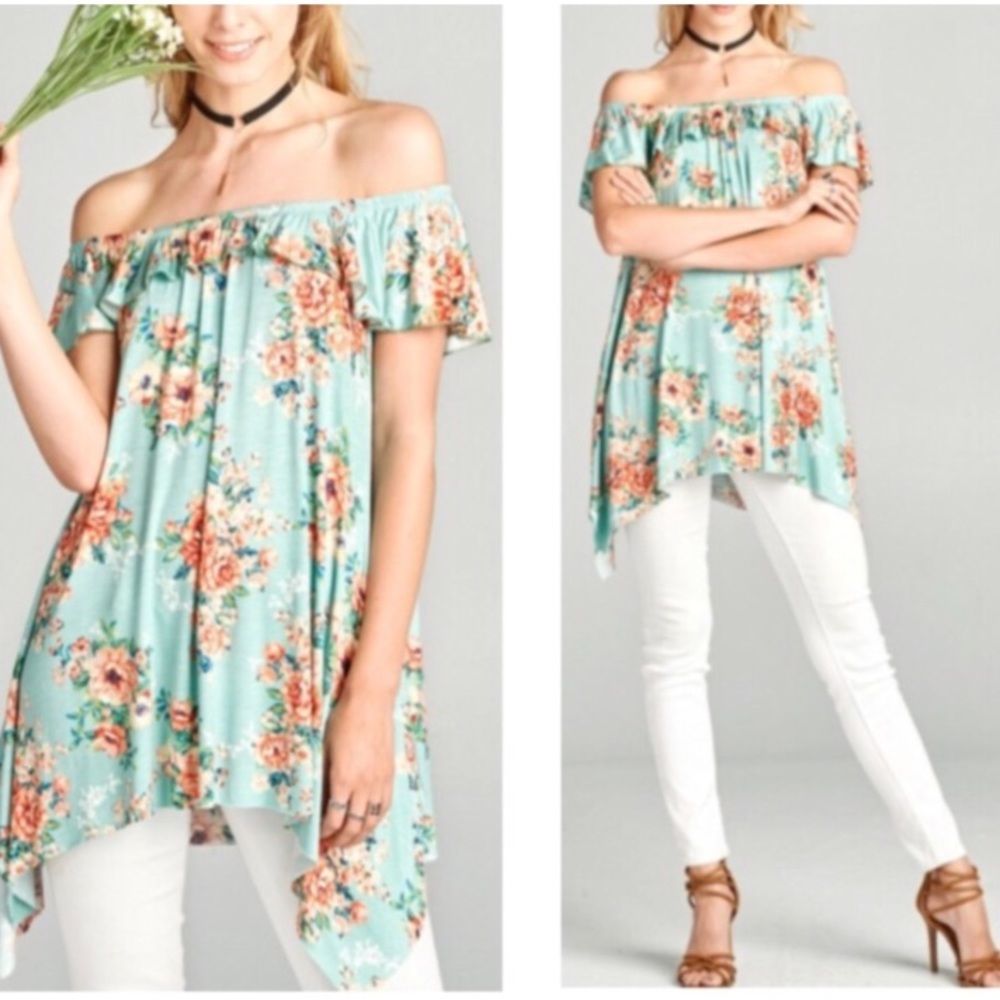 New! Off Shoulder Asymmetrical Top - Picture 1 of 2
